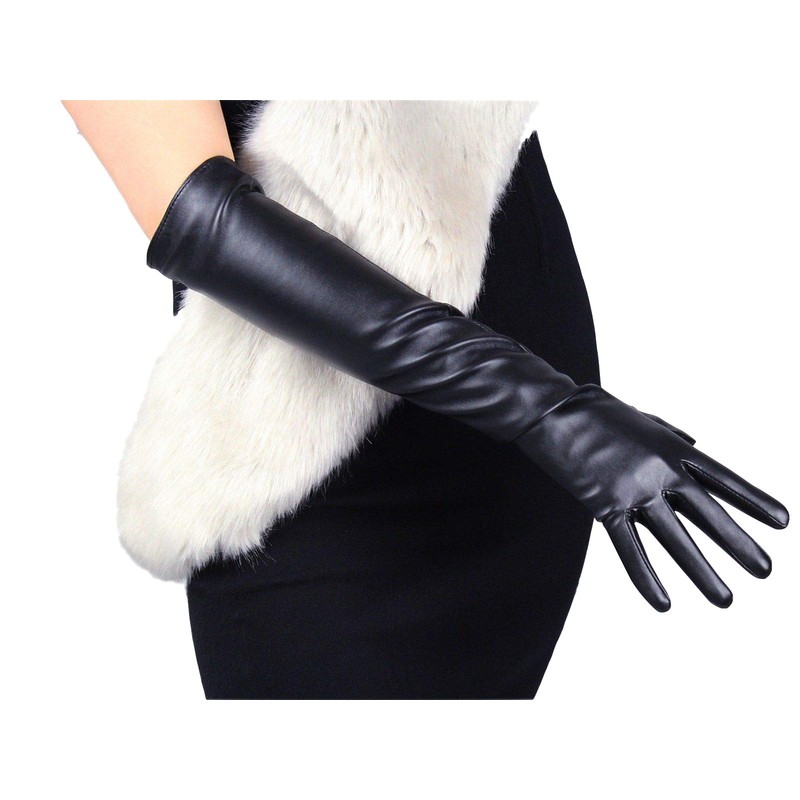 DooWay Long Gloves Women Touchscreen Faux Lambskin Leather Over Elbow