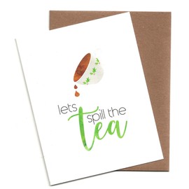Lets Spill The Tea Christmas Card (4.25" X 5.5") by Nerdy Words (1 Card)