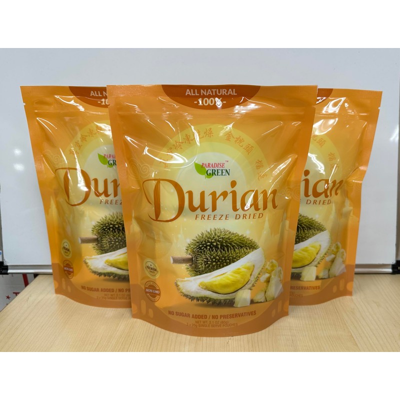 Paradise Green Freeze Dried Durian 3pks x 60g