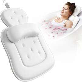 Bath Pillows for Tub, Skin Friendly Bathtub Cushion for Head and Neck with Soft 5D Mesh Fabric and 54 Non-Slip Suction Cups, Relaxing Tub Shower Accessories Spa Gifts