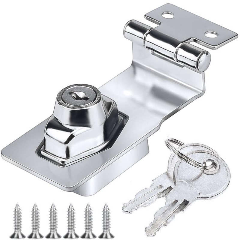 Litensh 4 Inch Right Angle Hasp Lock with Key Alike,