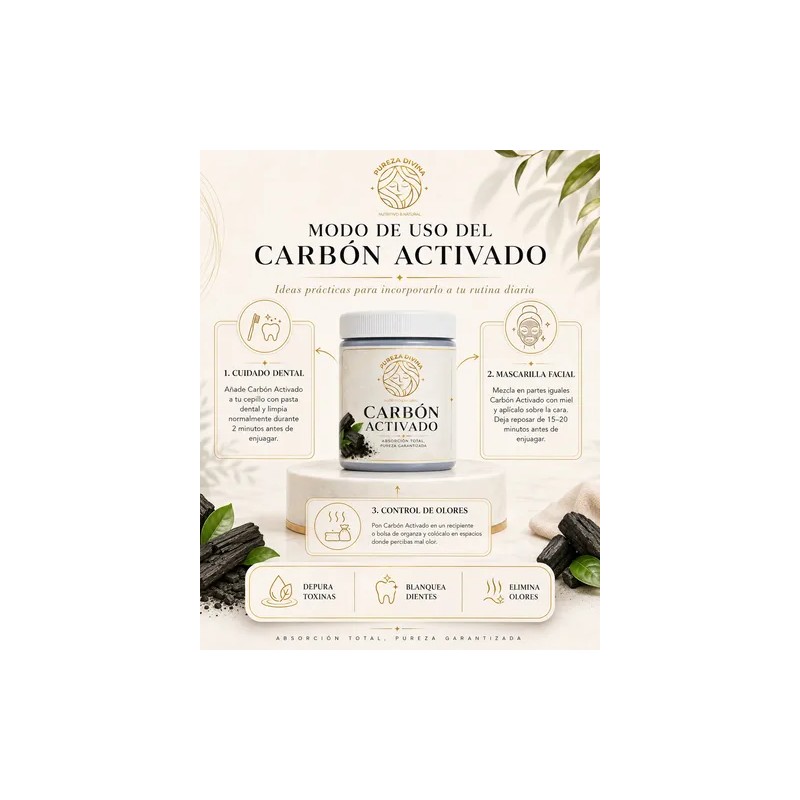 Carbón Activado Natural Pureza Divina 40g Dientes Blancos