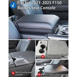 BystralX Center Console Cover Nappa Leather Armrest Cover Compatible with 2021 2022 2023 2024 2025 F150 Bucket Seat Middle Console Cover with Two Side Pockets Center Console Cushion(Bucket Seat Only)
