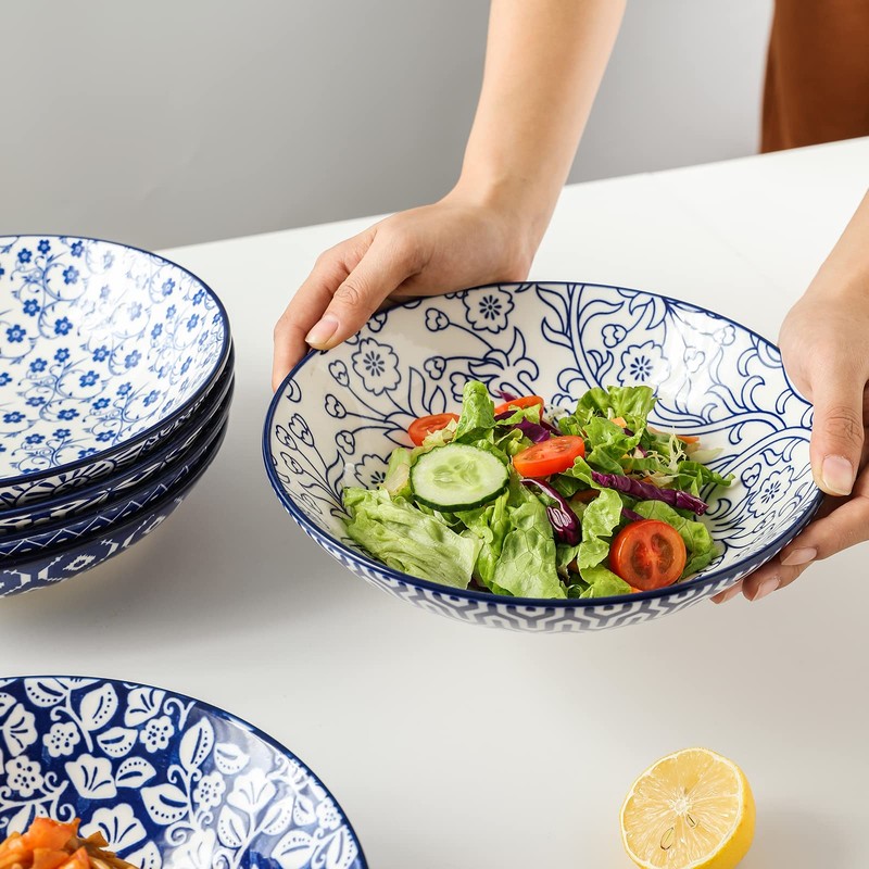 Selamica Porcelain 40oz Large Bowls 9 inch Big Pasta Salad