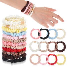 Tyqour 12 Stück Silk Haargummi Scrunchie Seide Haargummis Damen Kleine Scrunchies Haargummis Seide Elastische Satin Haargummi Klein für Damen Mädchen Pferdeschwanz Haarschmuck Hairband Hair Ties