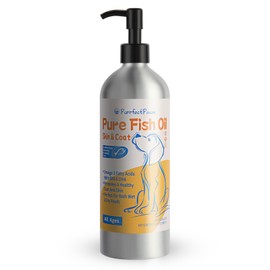 Fish Oil for Dogs, Purrfectpaws Wild Pollock Oil. Omega-3 Supplement for Dog Skin and Coat Health, All Natural 16 Oz