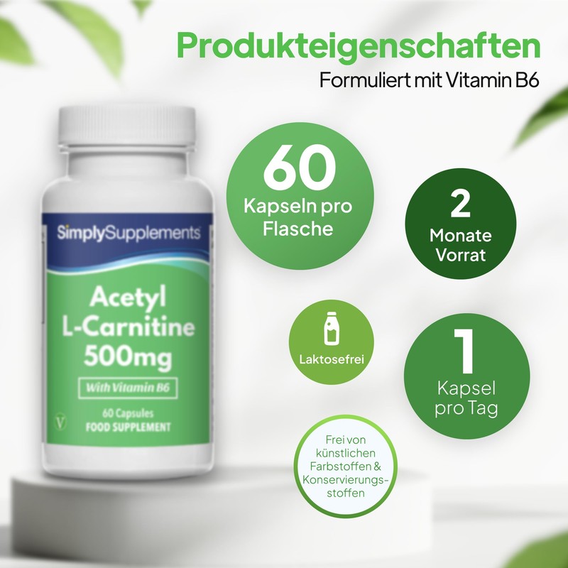 Acetyl L Carnitine Tablets 500mg | 60 Capsules | Manufactured