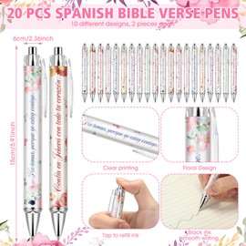 Sayglossy 20 Sets Spanish Floral Christian Gifts for Women Bulk Regalos Cristianos En Español Bible Verse Ballpoint Pen Inspirational Bookmark Religious Gift for Women Mothers Day Nurse Teacher