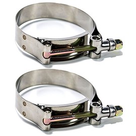 Squirrelly 4" Inch Heavy Duty Stainless Steel with Rounded Band Edges T-Bolt Clamp Turbo Intake Intercooler Soft Hose Packs of 2