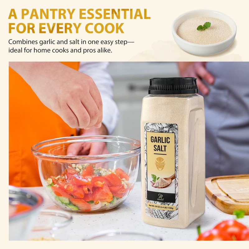 Soeos Garlic Salt 38.8 Ounce(1.1 kg), Bulk Garlic Salt Seasoning,