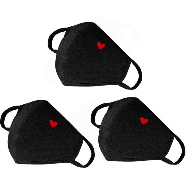 Fashion Cute Heart Face Protection with Adjustable Nose Bridge - Mothers Day Gifts, Gifts for Women, Unisex Cotton Cloth Heart Masks - Washable Reusable Warm for Outdoor Activities
