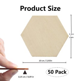 Hexagonal Natural Wood Discs, 20 Pieces, 10 cm Wooden Panel, Hexagonal, Unfinished Wooden Panel for Crafts for Pyrography, Painting, Hanging Decorations