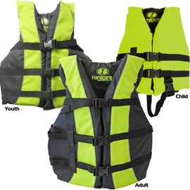 Hardcore Life Jacket Paddle Vest; Coast Guard Approved Type III PFD Life Vest Flotation Device; Jet ski, Wakeboard, Kayak; Ideal Extra Life Jacket for Your Pontoon Boat Neon Yellow (Child 30-50 lbs)