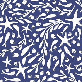 Ideal Home Range Tidepool Party Napkins- 40 Count | 2 packs of 20CT Cocktail Napkins, Navy Blue and White, C1041300