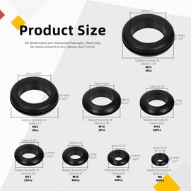 Hilitchi 180Pcs 8 Sizes Rubber Grommet Assortment Kit, Desk Grommet Wire Cord Cable Organizer Hole Plug Firewall Grommets Gasket Electrical Appliance Grommet Wire Protection Desktop Cable Hole Cover