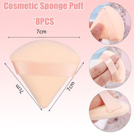 Pack of 8 Triangle Makeup Powder Puff Cosmetic Sponge, Soft Sponge Tassel for Loose Powder Foundation, Wet & Dry Makeup Tools (Black + Skin Tone)