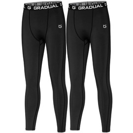 G Gradual Boys' Compression Pants Youth Thermal Base Layer Fleece Tights Sports Basketball Leggings for Boys