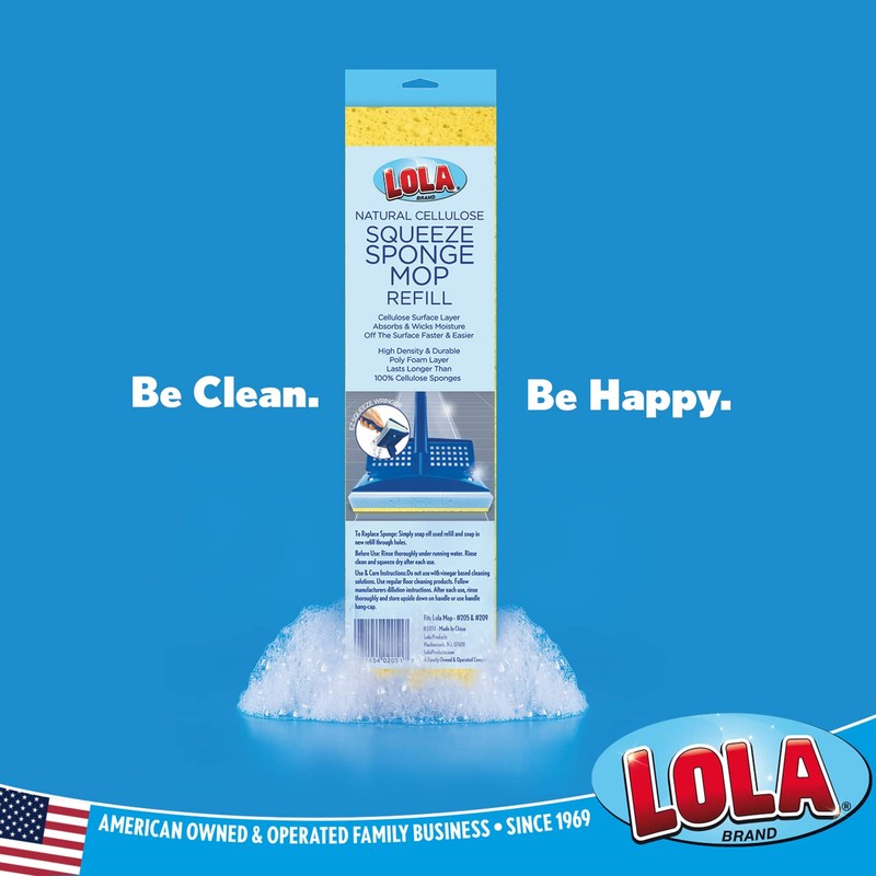 Lola Natural Cellulose Squeeze Sponge Mop Refill, with Scuff Brite