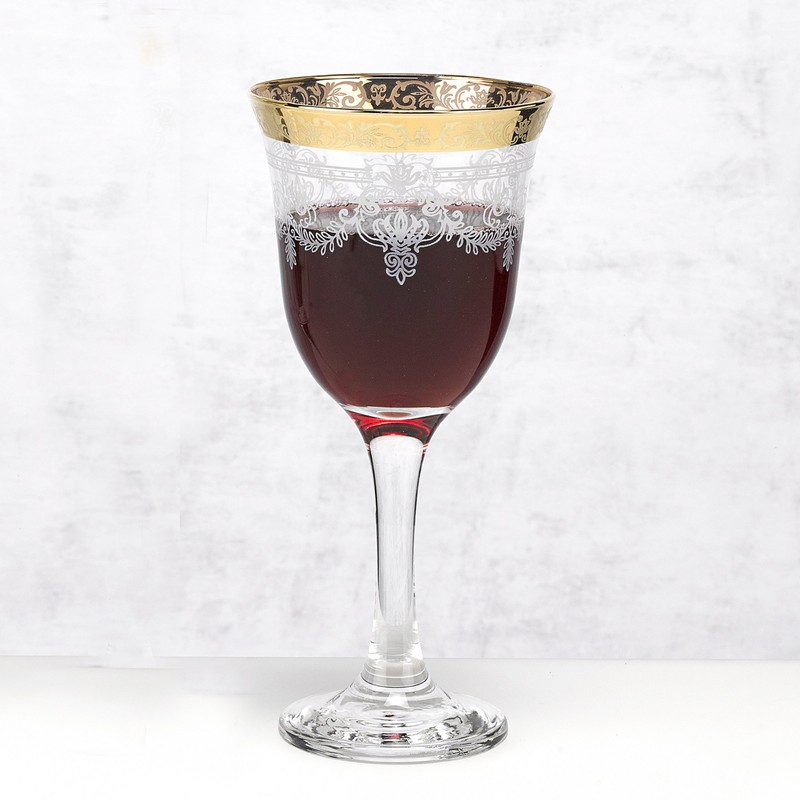 Lorren Home Trends Red Wine Set of 6 Stencil Pattern