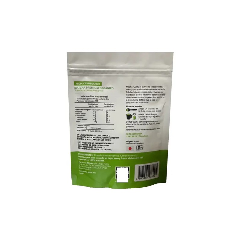 Té Matcha Japonés Premium Orgánico 2 Bolsas (70g Cu)