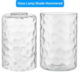 Skelang Hammered Lip-less Glass Lamp Shade, Cylindrical Light Cover with Fitter Opening, Replacement for Chandelier, Pendant, Bathroom Vanity Light, 4 Pcs