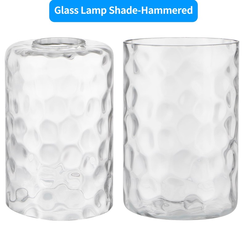 Skelang Hammered Lip-less Glass Lamp Shade, Cylindrical Light Cover with
