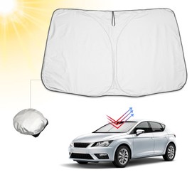 BIBIBO Seat Leon Mk3 Windscreen Cover, Car Sun Shade Compatible with Seat Leon Mk3 2012-2019, Car Cover for Windscreen Foldable with UV Protection, Sun Visor Against UV Rays
