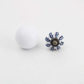 sourcing map Ceramic Knob Round Push Handle Furniture Drawer Cabinet Wardrobe Chest of Drawers Door Decorative White + Blue Pack of 2