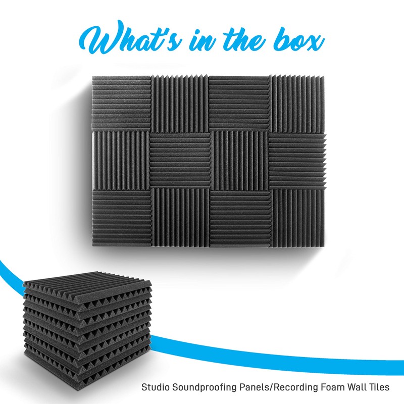 Pyle 12 Pack Acoustic Foam Panels, Audio Acoustic Sound Dampening,