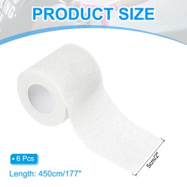 PATIKIL 2" x 177" Self Adhesive Bandage Wrap, 12 Pcs Elastic Self Breathable Self Adherent Wrap Tape for Stretch Athletic Sports Wrist Ankle Outdoor Tape, White
