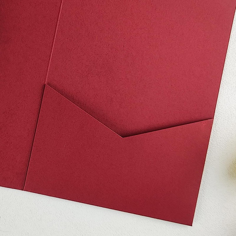 20 PCS Burgundy Tri-fold Laser Cut Wedding Invitation Pockets for