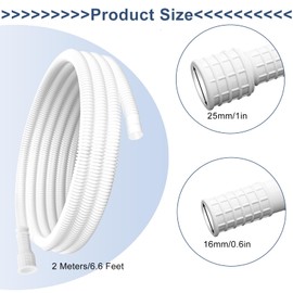 Universal Dehumidifier Drain Hose 6.6 Feet Air Conditioner Hose with Cut-Table Rubber Adapter Connect Clamp and Teflon Tape, Drain Pipe for Dehumidifiers, Air Conditioners