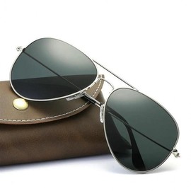 Boeing Tempered Glass Lens Pilot Top Gun Aviator Sunglasses Men's Sunglasses Black Smoke