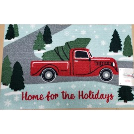 St. Nicholas Square HEAVY DUTY ACCENT RUG (19.5"x30") CHRISTMAS RED TRUCK,HOME FOR THE HOLIDAYS, SNS