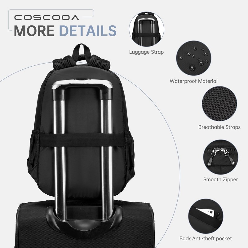 COSCOOA 40x30x15cm Personal Item Travel Bag,16x12x6inch Small Carry On Backpack