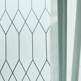 Window Film Old English Privacy Stained Glass Window Clings Moroccan Lattice Sliding Glass Door Cover Decorative Bathroom Coverings Tints UV Sun Blocking Heat Control No Glue Resuable,35x78.7in.