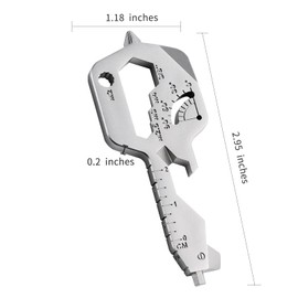 Groninog 2 PCS, 20 IN 1 Key Shaped Multitools, Key Shaped Pocket Tool, Stainless Steel Utility Gadget, Gift for Men, Everyday Carry, Automotive, Home Improvement, Bottle Opener, Screw Driver, Silver