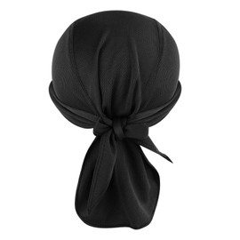 OhMill Skull Cap Bandana Caps Cycling Caps Running Hat Mens Durag Cap Motor Bike Helmet Bandana Headband with Sun Visor Black