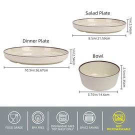 12-Piece Melamine Dinnerware Sets – Unbreakable Plates & Bowls Sets for Outdoor, Camping, Picnic, Party – Durable Dishware Sets, Lightweight & Shatterproof (Crystal Cream)