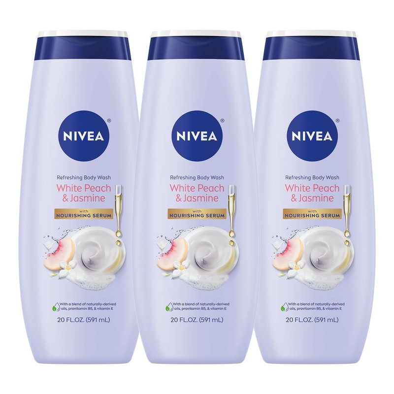 NIVEA White Peach and Jasmine Body Wash with Nourishing Serum,