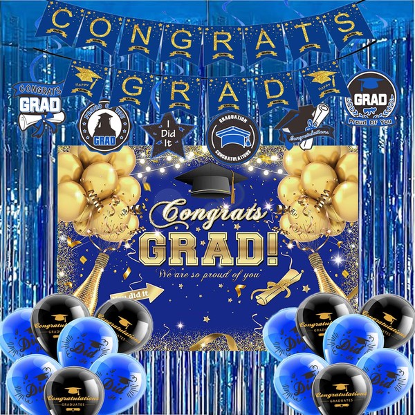 Graduation Decorations Class of 2025 Blue Gold and Black Graduation