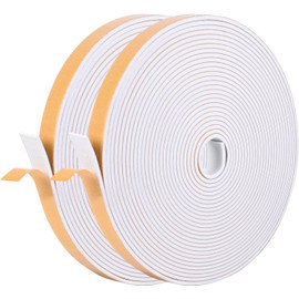 Kikerike Neoprene Self-Adhesive Foam Tape Weatherstrip, 1/4inx 1/4in x 50Ft, High Density Foam Insulation Strips, White