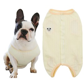 Kuveela Pet Dog Post-Surgery Garment, French Bulldogs, Replaces Elizabethan Collar/Dog Cone, Male/Female, Spaying/Neutering, Contraception, Weaning, Wound Protection (S, Baby Yellow)