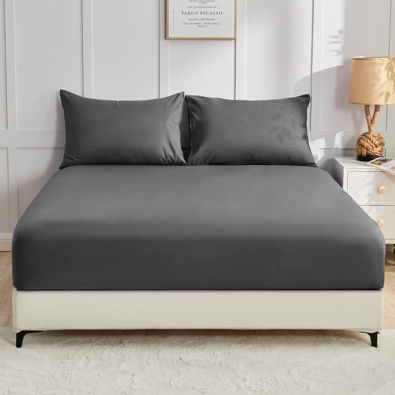 LINENOVA Queen Fitted Sheet Set – 3-Piece Ultra Soft 1800TC