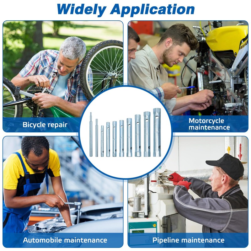 Rierousy 10 Pipe Socket Spanner Set Socket Spanner Spark Plug