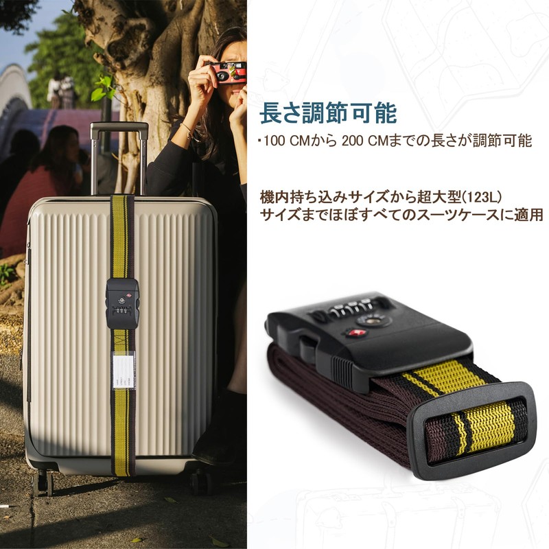 MiyabiLife Suitcase Belt with TSA Lock, Carrying Case, Belt, Cargo