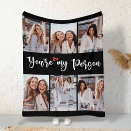 MyPupSocks Customized Best Friend Blanket for Girl Gifts, You're My Person Throw Blanket with Photos Friendship Bedding Blanket for BFF Sister Birthday Bedroom Decorative 30x40