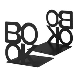 Honagu Book Ends, Bookends, Metal Book Ends for Shelves, Bookends for Heavy Books, Decorative Bookend, Bookend Stoppers for Office, Home, Library, School (Black, 1Pair/2pcs)
