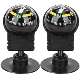 Topyond Car Compass Ball, Car Guide Ball, 2 Pieces ABS Portable Car Compass Guide Ball with Suction Cup, Outdoor Navigation Tools for Boat, Car, Motorcycle, Truck