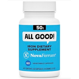 NovaFerrum All Good | Iron Capsule Supplements for Adults | Anemia | 50mg of Iron | 60 Servings | Sugar Free | Vegan | Gluten Free
